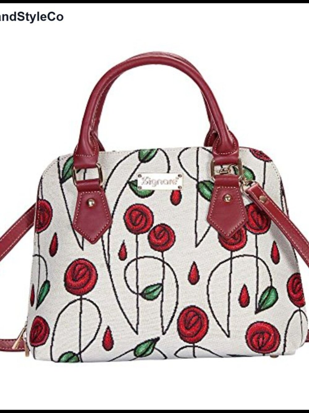 Mackintosh Rose Woven Crossbody Satchel Vegan-Friendly PU Leather